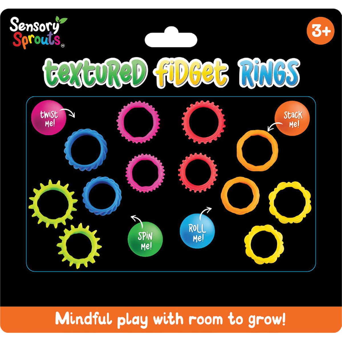 Textured Fidget Rings set of 12 Sensory Sprout