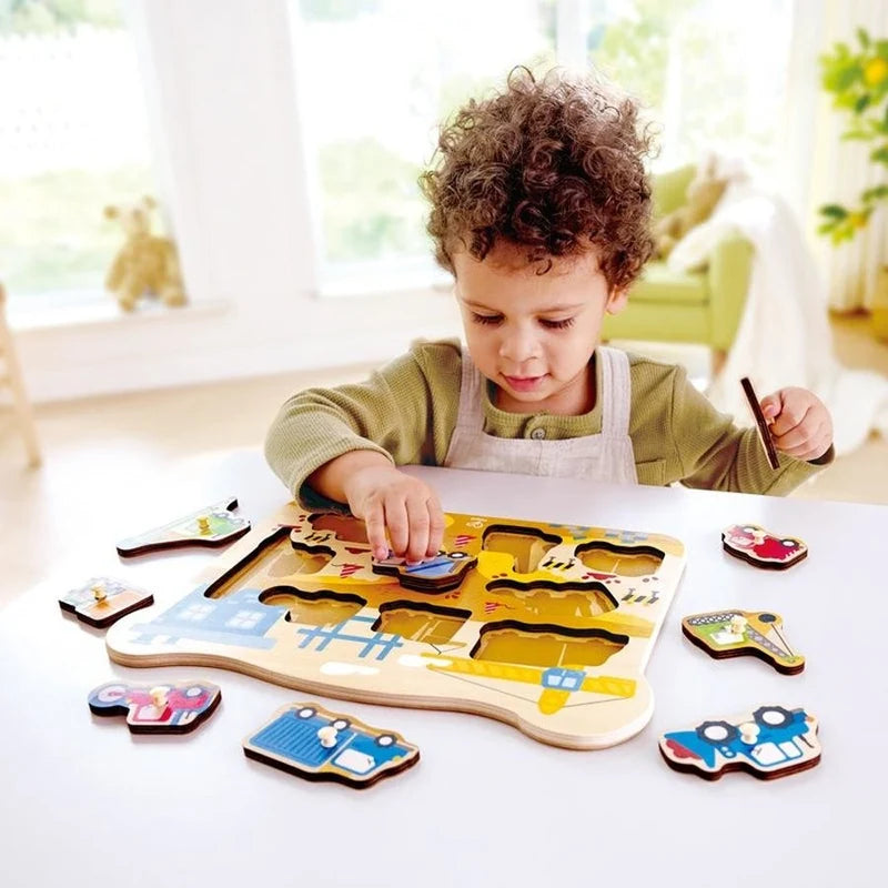 Hape Peg Puzzle Construction Vehicles