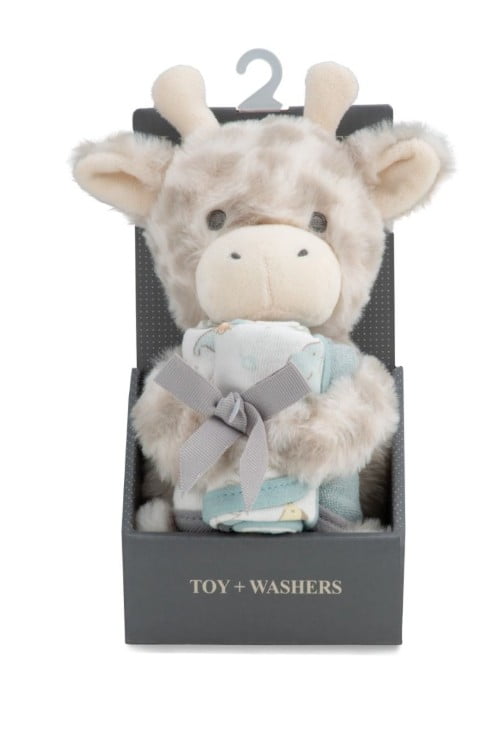 The Little Linen Co Plush Toy & Washers Savanna Giraffe