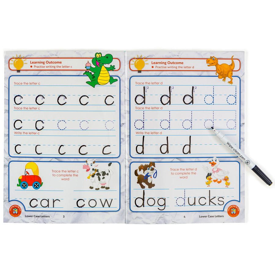 LCBF Wipe Clean Learning Book Lower Case Letters with Markers