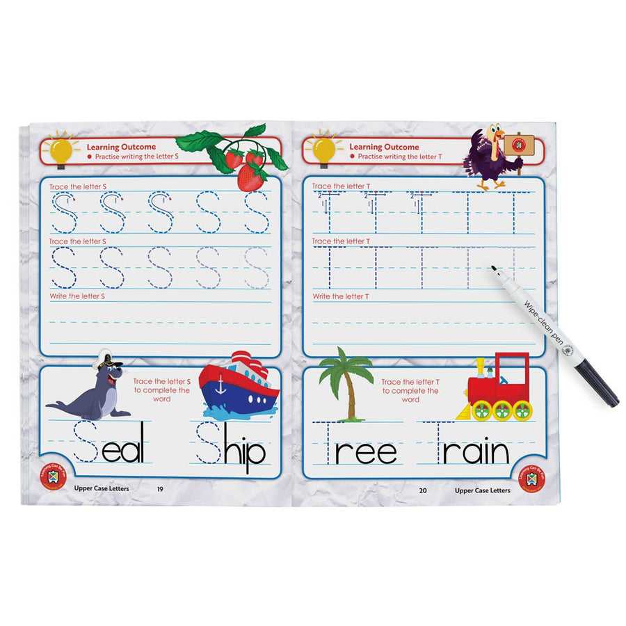 LCBF Wipe Clean Learning Book Upper Case Letters with Marker