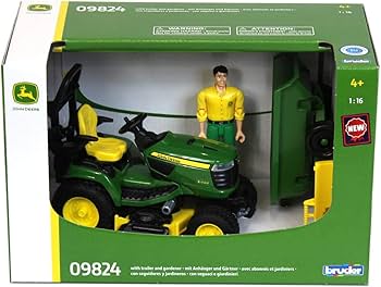 Bruder John Deere Lawn Tractor with trailer and Gardener