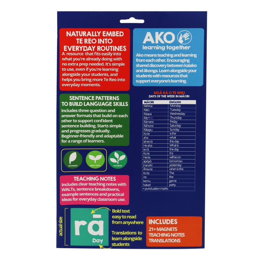 Magnetic Days Of Week Te Reo Large
