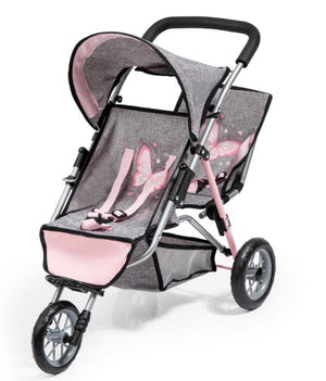 Dolls Twin 3 Wheel Buggy Seedling