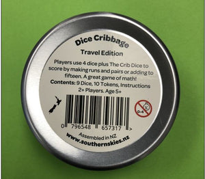 Dice Cribbage Travel game in a Tin