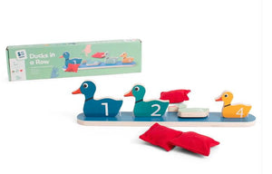 Ducks in a Row - Toss the Bags and Flip the Ducks Wooden Game