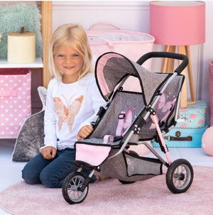 Dolls Twin 3 Wheel Buggy Seedling