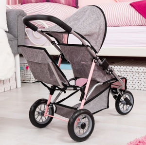 Dolls Twin 3 Wheel Buggy Seedling