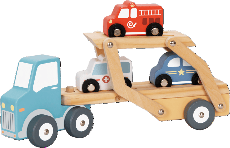 Car Carrier with vehicles Wooden hi Pando