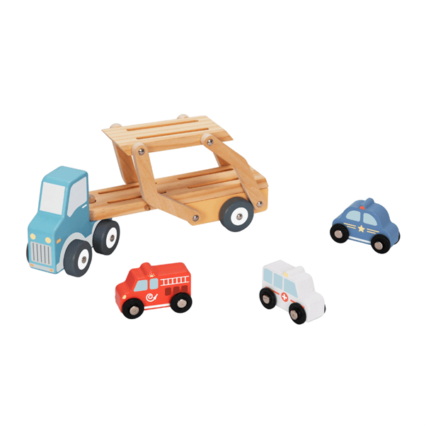 Car Carrier with vehicles Wooden hi Pando