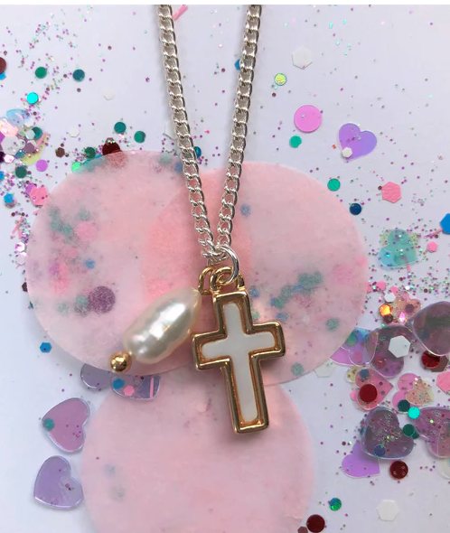 Freshwater Pearl Cross Necklace Lauren Hinkley