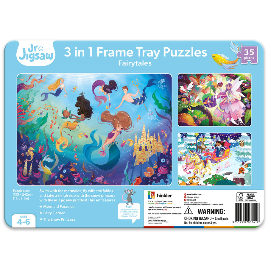Frame Tray 3 Puzzles Fairytales Hinkler