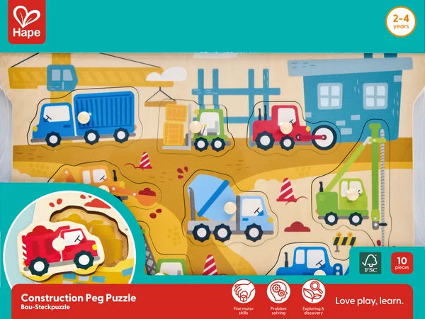 Hape Peg Puzzle Construction Vehicles
