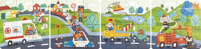 Hape Rescue Vehicles 4 in 1 Puzzle & Storytelling