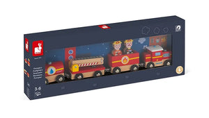 Story Firefighter Train Wooden Janod