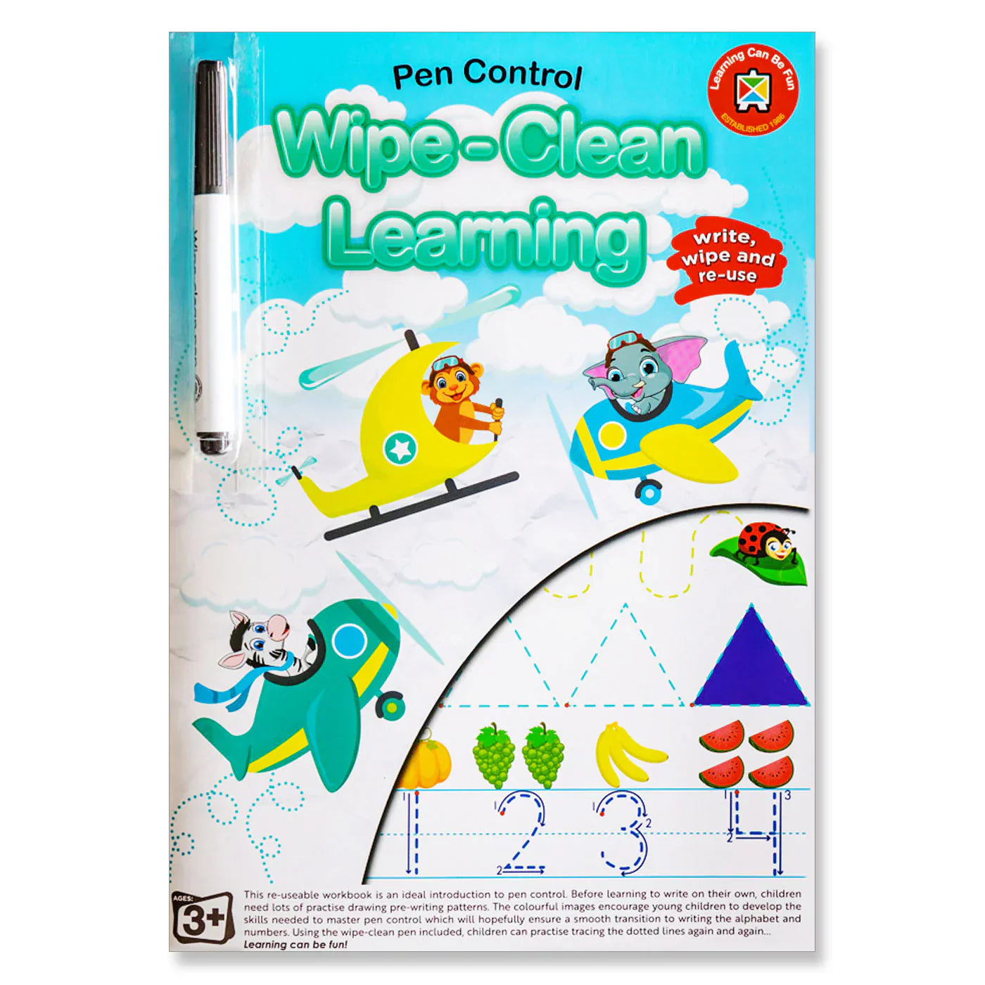LCBF Wipe Clean Learning Book Pen Control with Marker