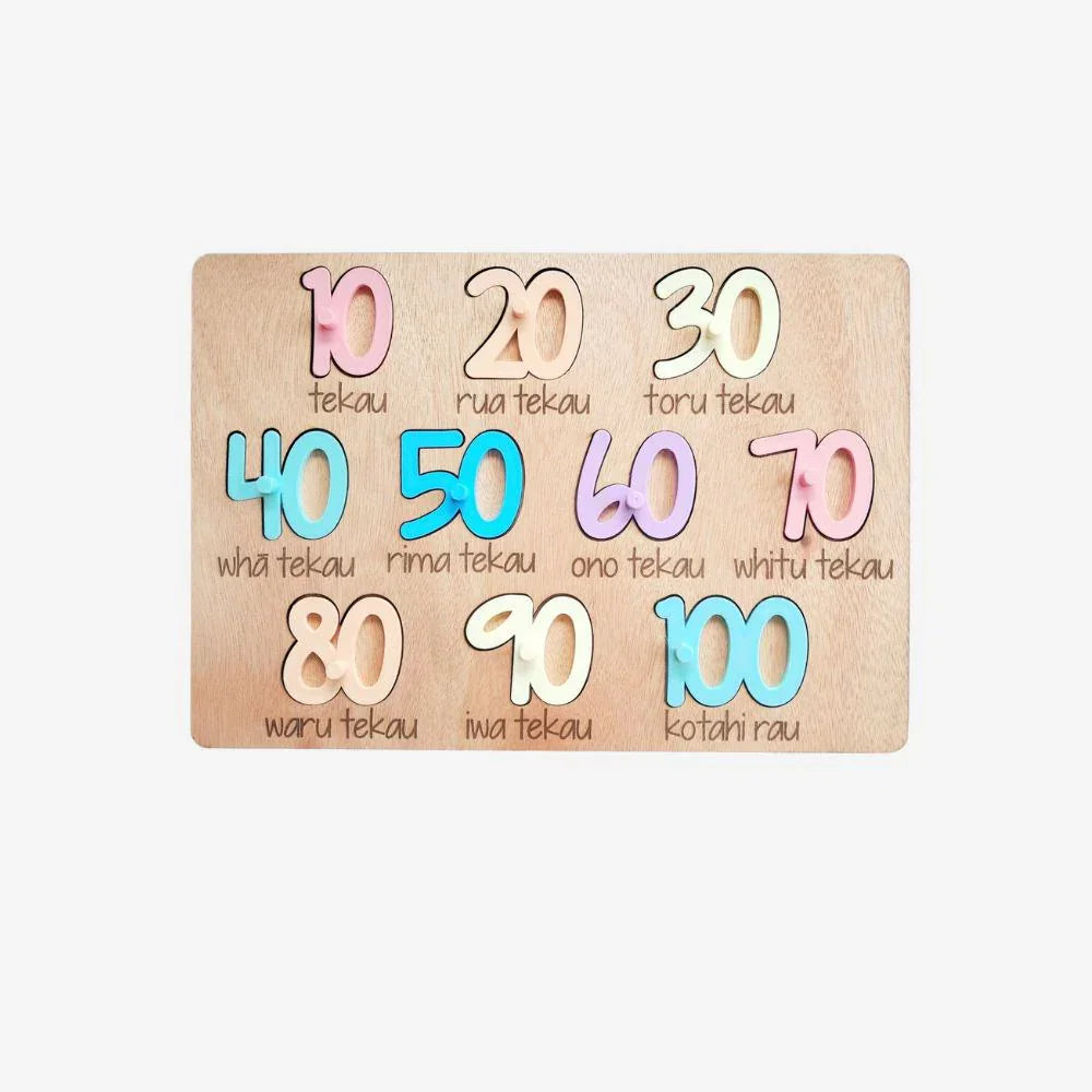 Numbers 10-100 Te Reo Maori Puzzle  Pastels