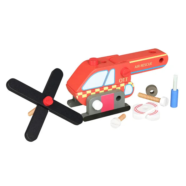 Buildable Helicopter Wooden Orange Tree Toys