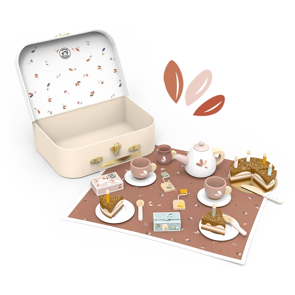 Speedy Monkey Wooden Birthday Tea Set in Suitcase