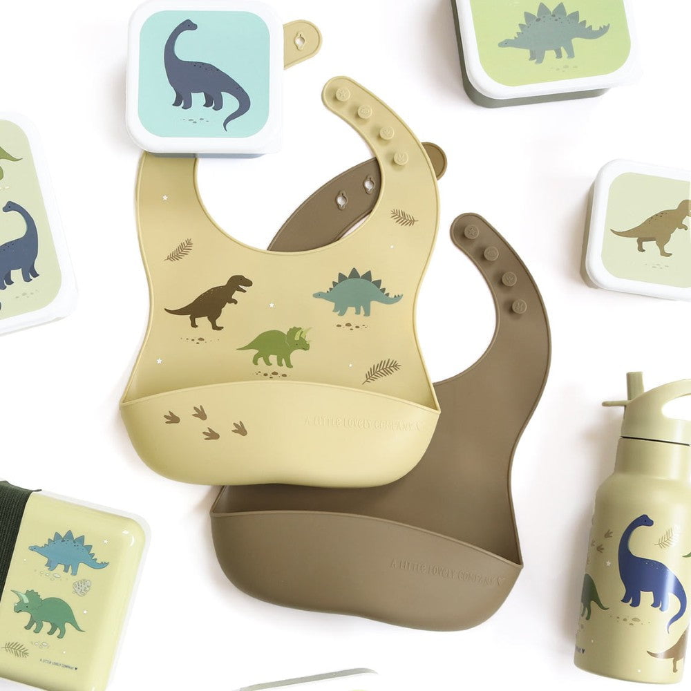Silicone Bibs: 2 pack Dinosaurs