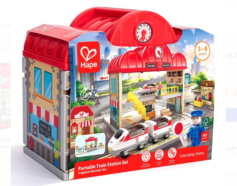 Hape Portable Train Station Set