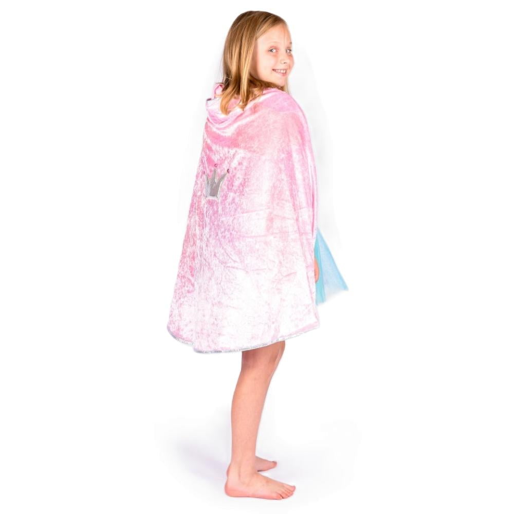 Princess Cape with Crown Design Pink/Silver 3-8 years
