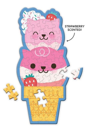 Scratch & Sniff Mini Puzzle Cat Cone Strawberry