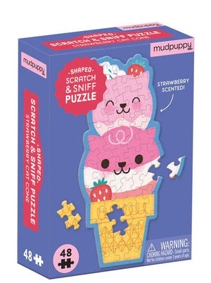 Scratch & Sniff Mini Puzzle Cat Cone Strawberry