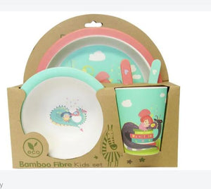 Bamboo Kids Plate bowl Cup Cutlery Set - Fairy Tale