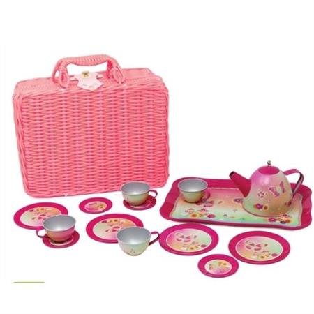 Rainbow Bfly Tea Set Basket
