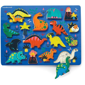 Croc Creek 16pc Wooden Dino Puzzle and Play Scene