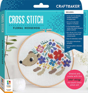Cross Stitch Floral Kit Hedgehog