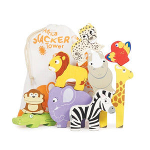 African Stacker Animal Tower and Bag  Le Toy Van