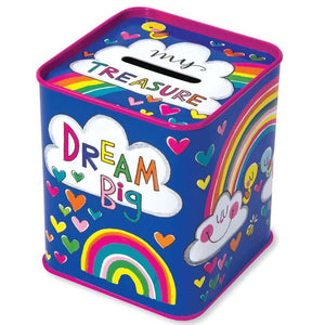 Money Box Tin Dream My Treasure Rainbow