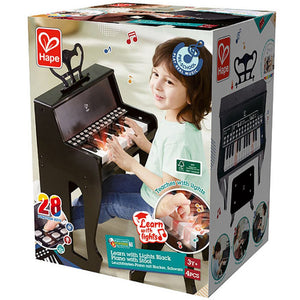 HAPE Learn with lights  Black Piano with Stool