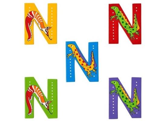 Wooden Capital N Red