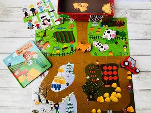 Busy tractors on the farm Book Puzzle Playset