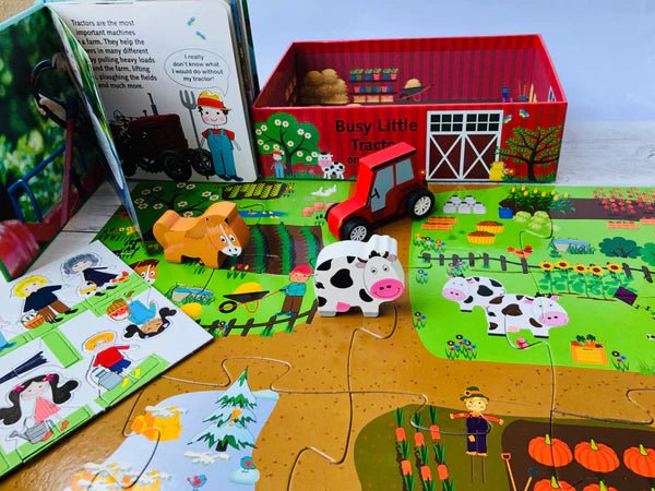 Busy tractors on the farm Book Puzzle Playset